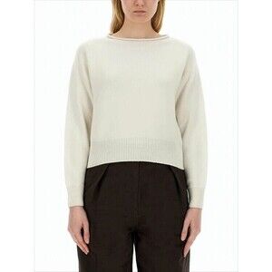 Margaret Howell White Cashmere-Cotton Blend Sweater With Boat Neckline - NWT